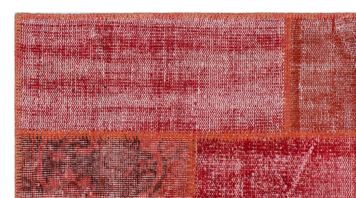 Iskece 26080 Red Patchwork Wool Handmade Area Rug 2'7" x 4'11"
