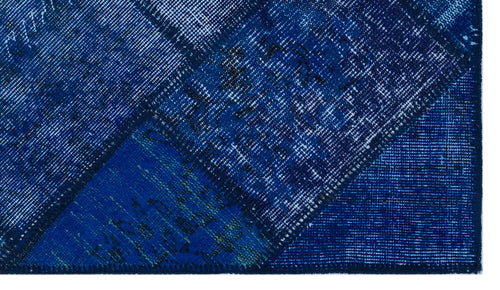 Iskece 26091 Blue Patchwork Wool Handmade Area Rug 2'7" x 4'11"