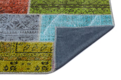 Iskece 26093 Beige Patchwork Wool Handmade Area Rug 2'7" x 4'11"