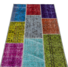 Iskece 26093 Beige Patchwork Wool Handmade Area Rug 2'7" x 4'11"