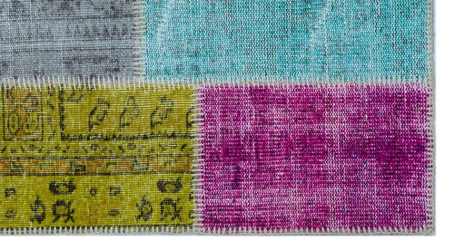 Iskece 26093 Beige Patchwork Wool Handmade Area Rug 2'7" x 4'11"