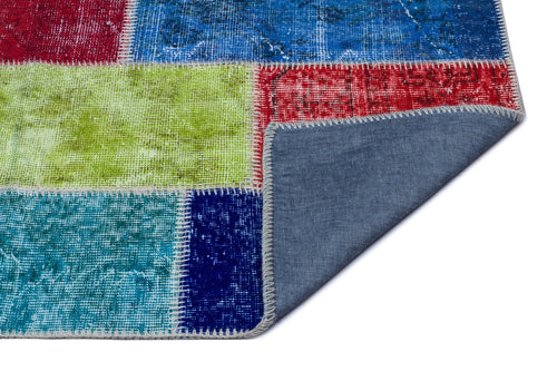 Iskece 26094 Beige Patchwork Wool Handmade Area Rug 2'7" x 4'11"