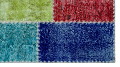 Iskece 26094 Beige Patchwork Wool Handmade Area Rug 2'7" x 4'11"