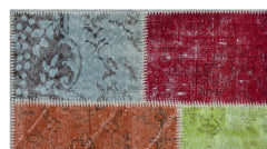 Iskece 26094 Beige Patchwork Wool Handmade Area Rug 2'7" x 4'11"