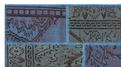 Iskece 26095 Blue Patchwork Wool Handmade Area Rug 2'7" x 4'11"