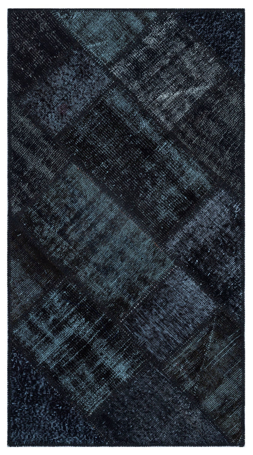 Iskece 26099 Black Patchwork Wool Handmade Area Rug 2'7" x 4'11"