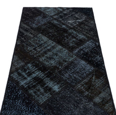 Iskece 26099 Black Patchwork Wool Handmade Area Rug 2'7" x 4'11"