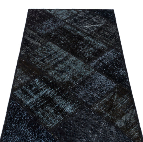 Iskece 26099 Black Patchwork Wool Handmade Area Rug 2'7" x 4'11"
