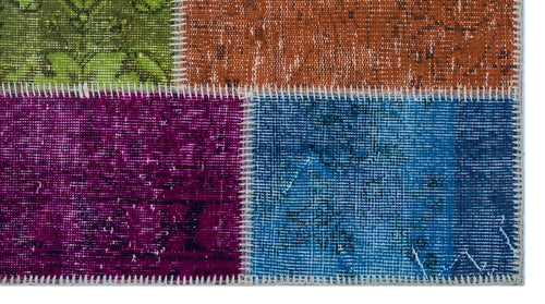 Iskece 26100 Beige Patchwork Wool Handmade Area Rug 2'7" x 4'11"