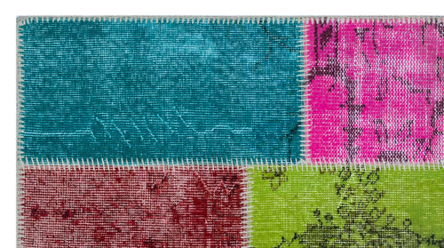 Iskece 26100 Beige Patchwork Wool Handmade Area Rug 2'7" x 4'11"