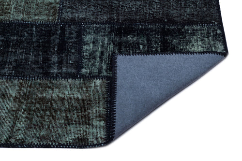 Iskece 26104 Black Patchwork Wool Handmade Area Rug 2'7" x 4'11"