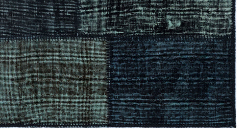Iskece 26104 Black Patchwork Wool Handmade Area Rug 2'7" x 4'11"