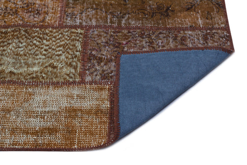 Iskece 26108 Brown Patchwork Wool Handmade Area Rug 2'7" x 4'11"