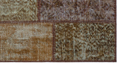 Iskece 26108 Brown Patchwork Wool Handmade Area Rug 2'7" x 4'11"