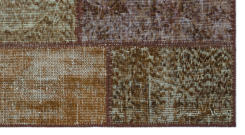 Iskece 26108 Brown Patchwork Wool Handmade Area Rug 2'7" x 4'11"