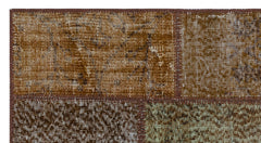 Iskece 26108 Brown Patchwork Wool Handmade Area Rug 2'7" x 4'11"