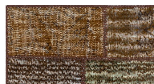 Iskece 26108 Brown Patchwork Wool Handmade Area Rug 2'7" x 4'11"
