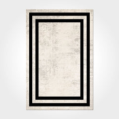 Chenille Cotton Area Rug – Washable Non Slip Cream Frame Rug With Soft Texture