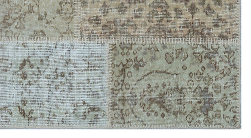 Iskece 26112 Beige Patchwork Wool Handmade Area Rug 2'7" x 4'11"