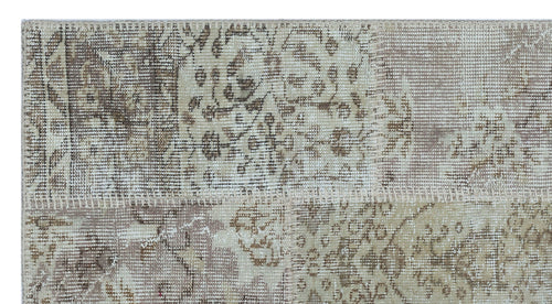 Iskece 26112 Beige Patchwork Wool Handmade Area Rug 2'7" x 4'11"