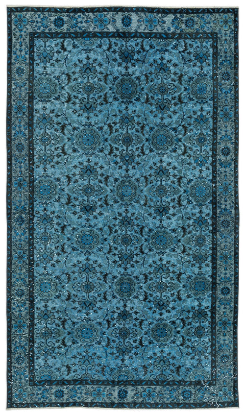 Purplea Turquoise Vintage Wool Handmade Area Rug 5'6" x 9'7"