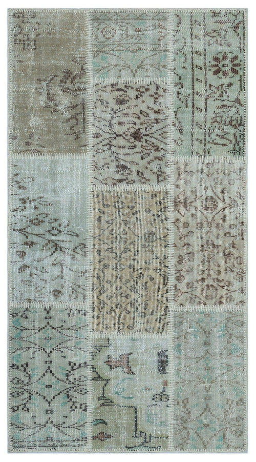 Iskece 26121 Beige Patchwork Wool Handmade Area Rug 2'7" x 4'11"