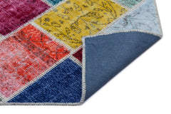 Iskece 26130 Beige Patchwork Wool Handmade Area Rug 2'7" x 4'11"