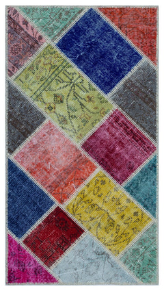 Iskece 26130 Beige Patchwork Wool Handmade Area Rug 2'7" x 4'11"