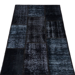 Iskece 26131 Black Patchwork Wool Handmade Area Rug 2'7" x 4'11"