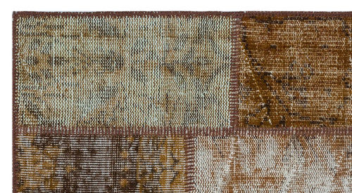Iskece 26137 Brown Patchwork Wool Handmade Area Rug 2'7" x 4'11"