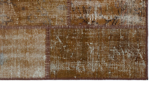 Iskece 26139 Brown Patchwork Wool Handmade Area Rug 2'7" x 4'11"