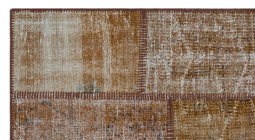Iskece 26139 Brown Patchwork Wool Handmade Area Rug 2'7" x 4'11"