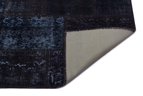 Iskece 26141 Black Patchwork Wool Handmade Area Rug 2'7" x 4'11"