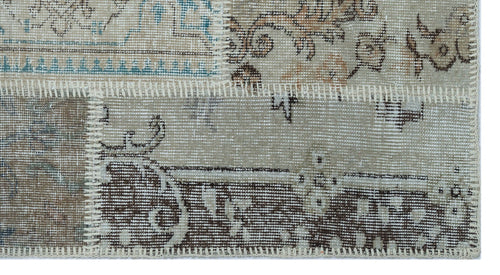 Iskece 26143 Beige Patchwork Wool Handmade Area Rug 2'7" x 4'11"