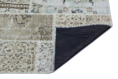 Iskece 26147 Beige Patchwork Wool Handmade Area Rug 2'7" x 4'11"