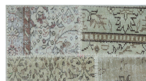 Iskece 26147 Beige Patchwork Wool Handmade Area Rug 2'7" x 4'11"