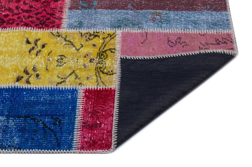 Iskece 26160 Beige Patchwork Wool Handmade Area Rug 2'7" x 4'11"