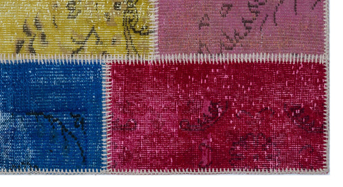 Iskece 26160 Beige Patchwork Wool Handmade Area Rug 2'7" x 4'11"