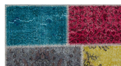 Iskece 26160 Beige Patchwork Wool Handmade Area Rug 2'7" x 4'11"