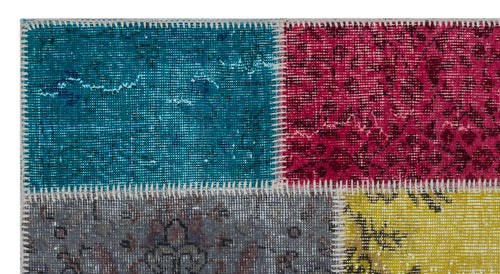 Iskece 26160 Beige Patchwork Wool Handmade Area Rug 2'7" x 4'11"