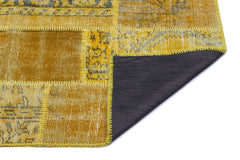 Iskece 26163 Yellow Patchwork Wool Handmade Area Rug 2'7" x 4'11"