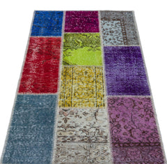 Iskece 26165 Beige Patchwork Wool Handmade Area Rug 2'7" x 4'11"
