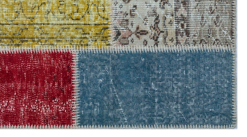 Iskece 26165 Beige Patchwork Wool Handmade Area Rug 2'7" x 4'11"