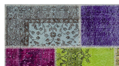 Iskece 26165 Beige Patchwork Wool Handmade Area Rug 2'7" x 4'11"