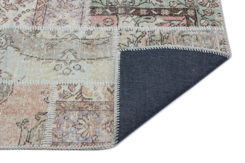 Iskece 26175 Beige Patchwork Wool Handmade Area Rug 2'7" x 4'11"