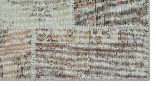 Iskece 26175 Beige Patchwork Wool Handmade Area Rug 2'7" x 4'11"