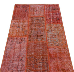 Iskece 26178 Red Patchwork Wool Handmade Area Rug 2'7" x 4'11"