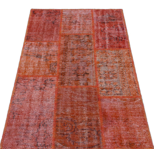 Iskece 26178 Red Patchwork Wool Handmade Area Rug 2'7" x 4'11"