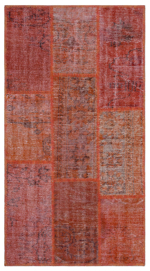 Iskece 26178 Red Patchwork Wool Handmade Area Rug 2'7" x 4'11"