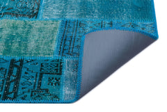 Iskece 26182 Turquoise Patchwork Wool Handmade Area Rug 2'7" x 4'11"
